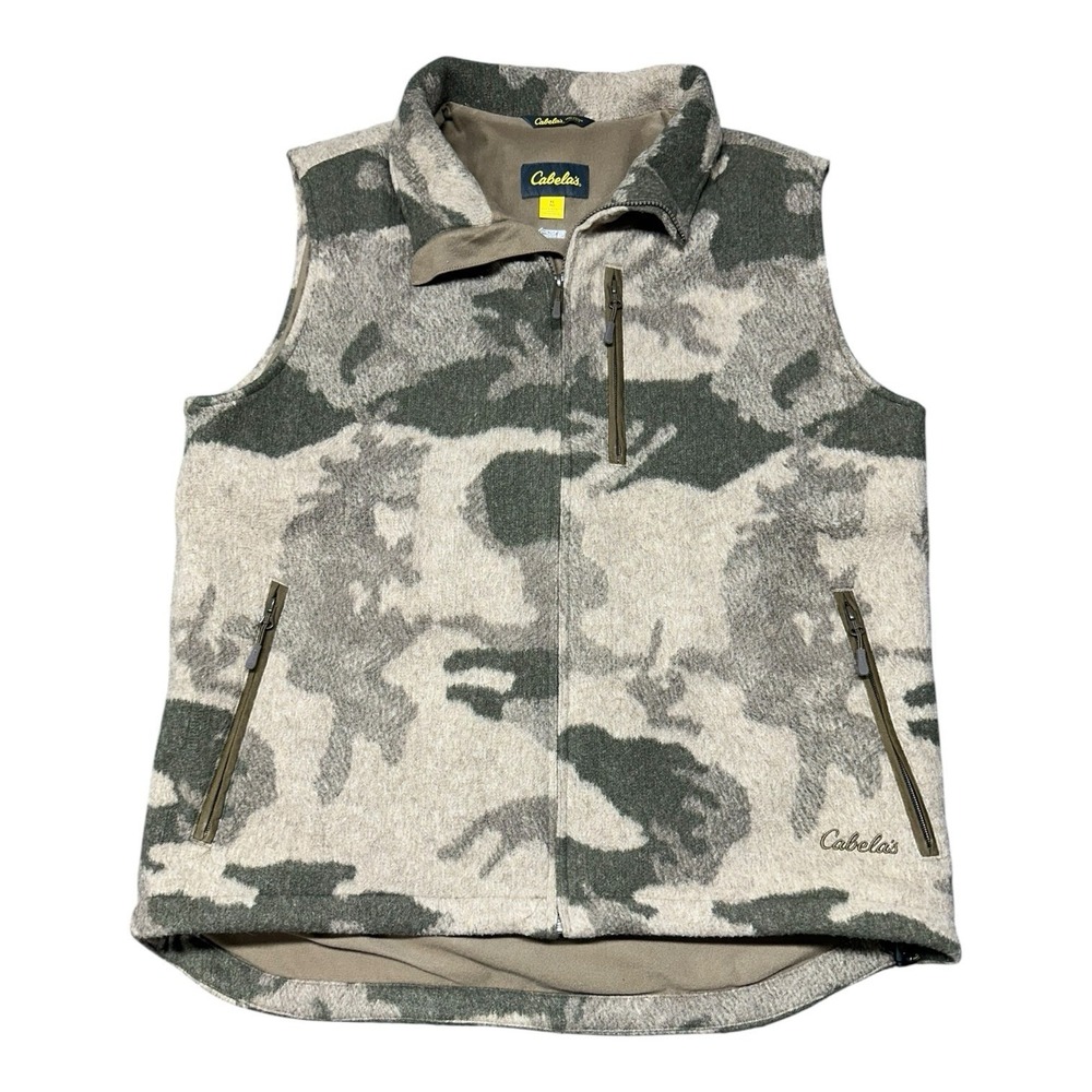 Cabela's Wooltimate 4MOST Windshear Hunting Vest Men's L Camo Wool Blend.